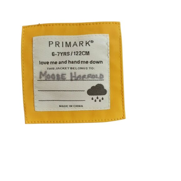 Primark Anorak Jacket Kids Size 6-7 Years Navy Yellow Hooded Long Sleeve - Picture 6 of 6